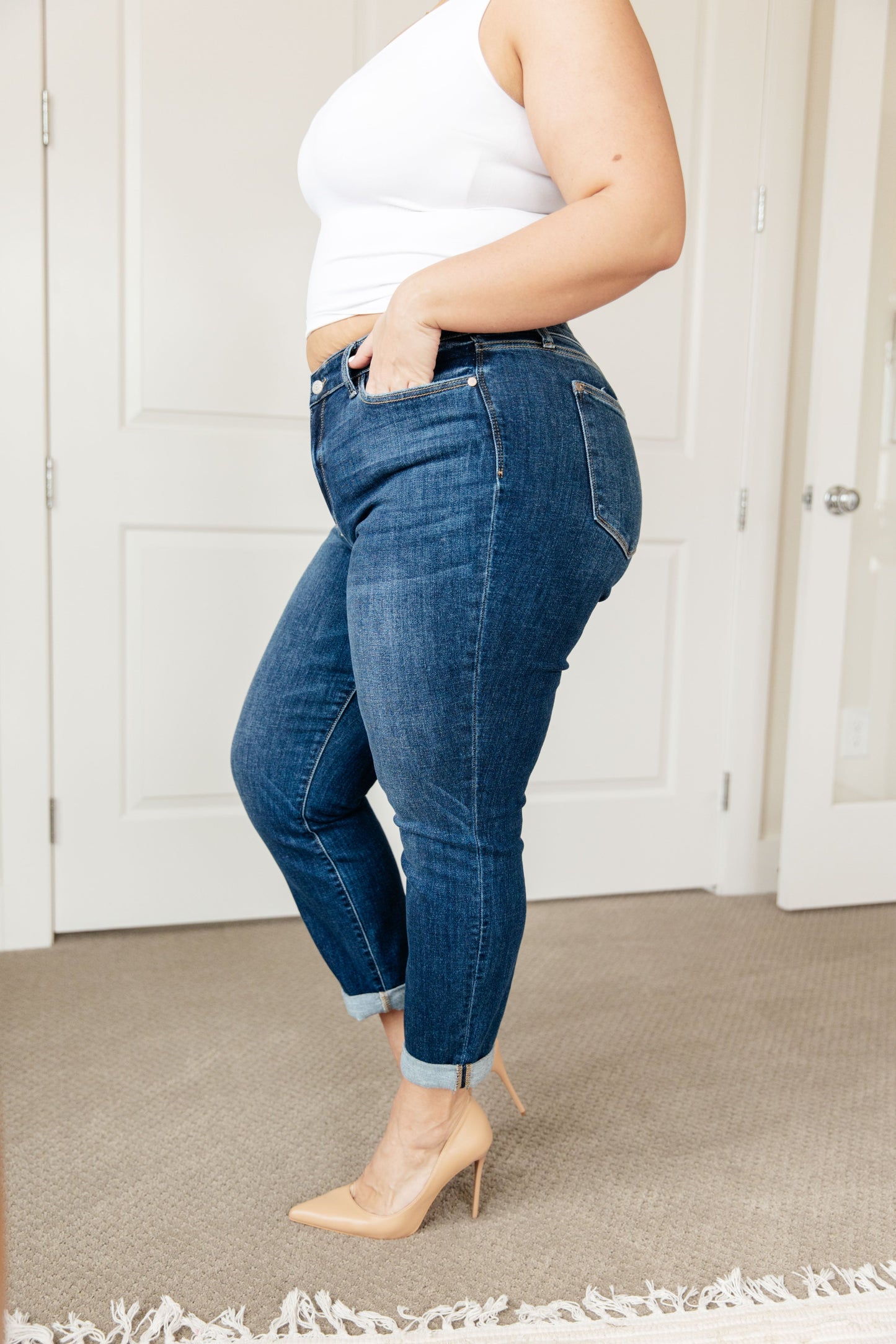 ONLINE EXCLUSIVE JUDY BLUE London Midrise Cuffed Boyfriend Jeans