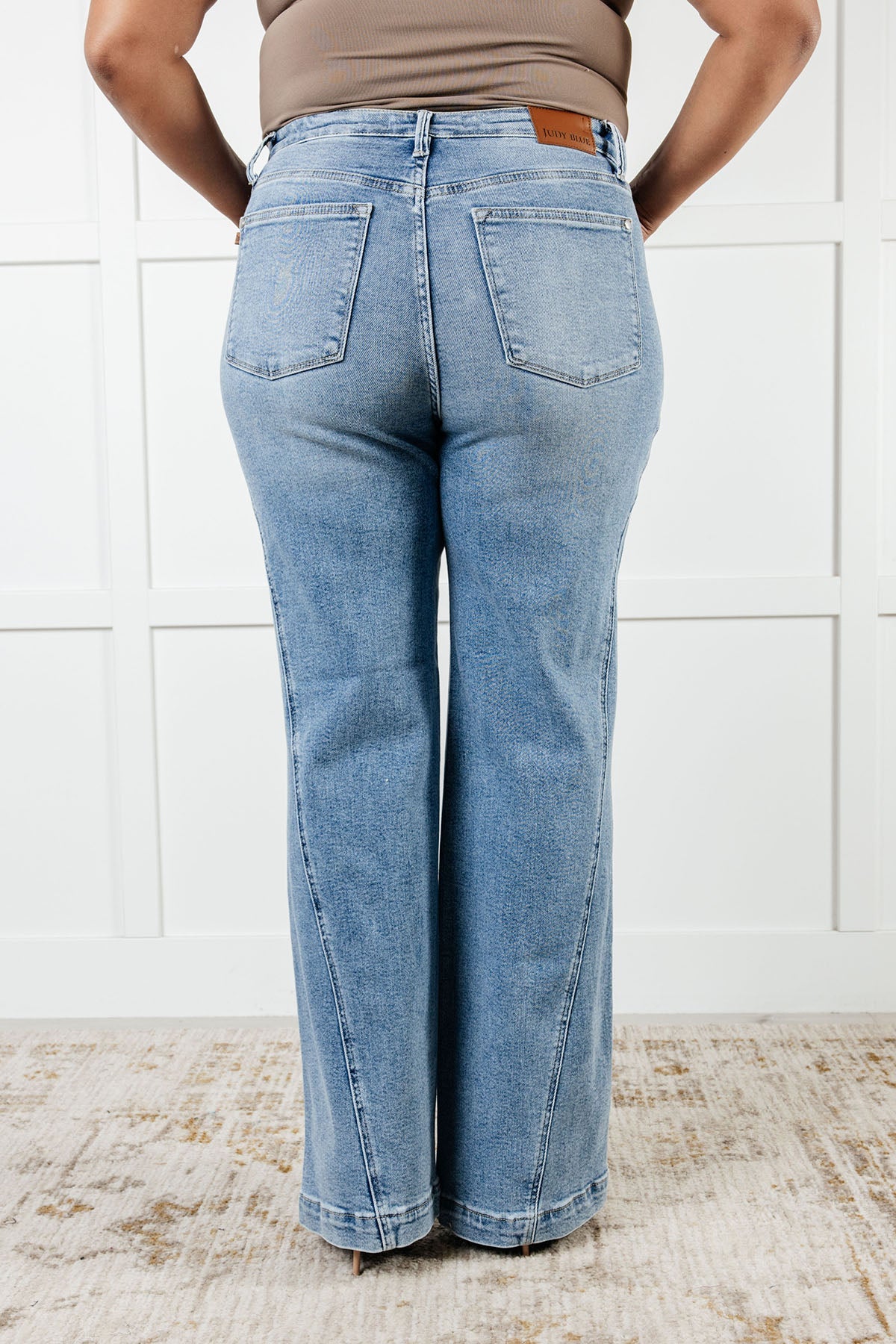 ONLINE EXCLUSIVE JUDY BLUE Melia High Rise Side Seam Detail Wide Leg Jeans