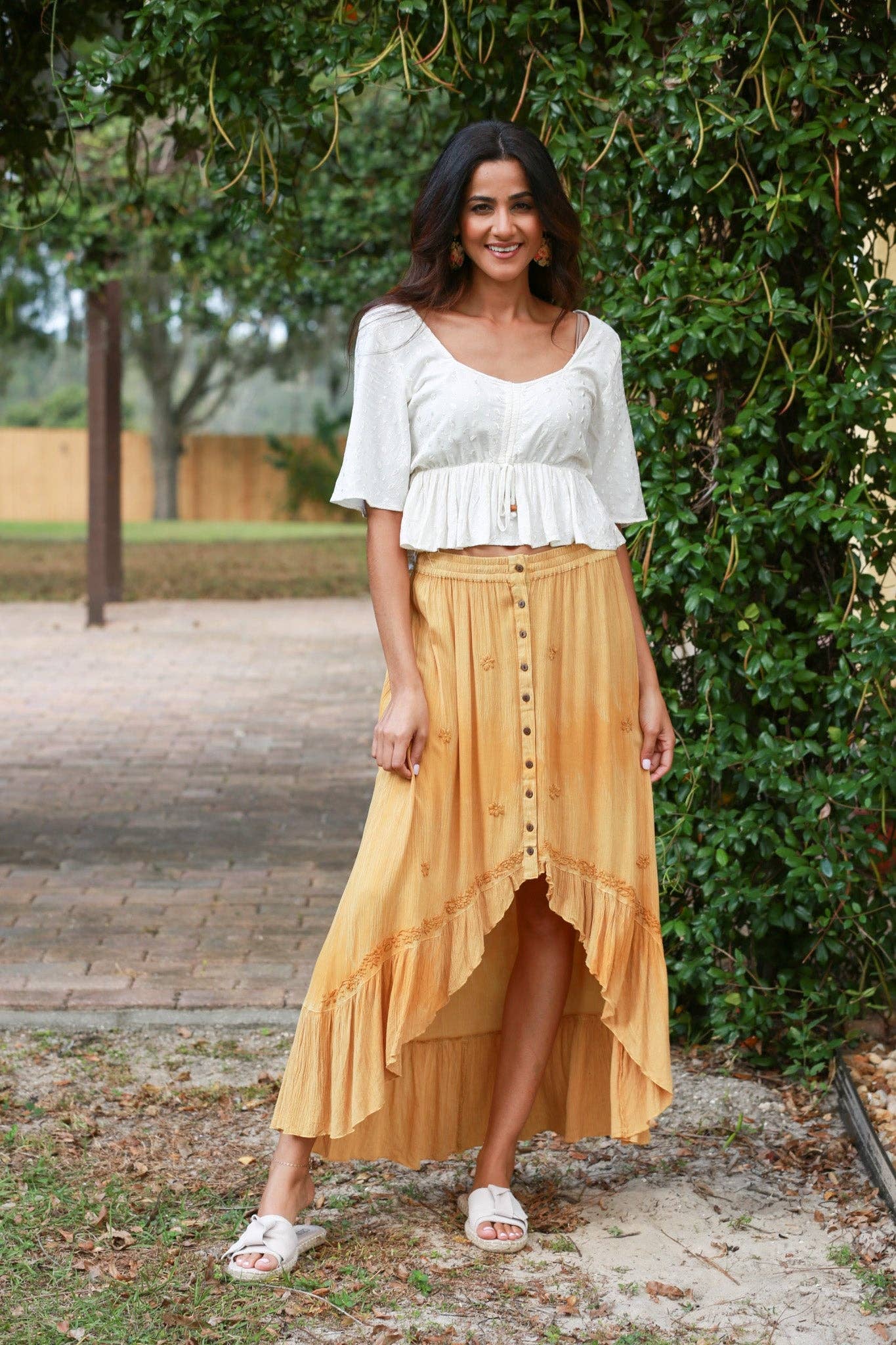 Handcrafted OS 0-12 Bohemian Dipped Hem Skirt