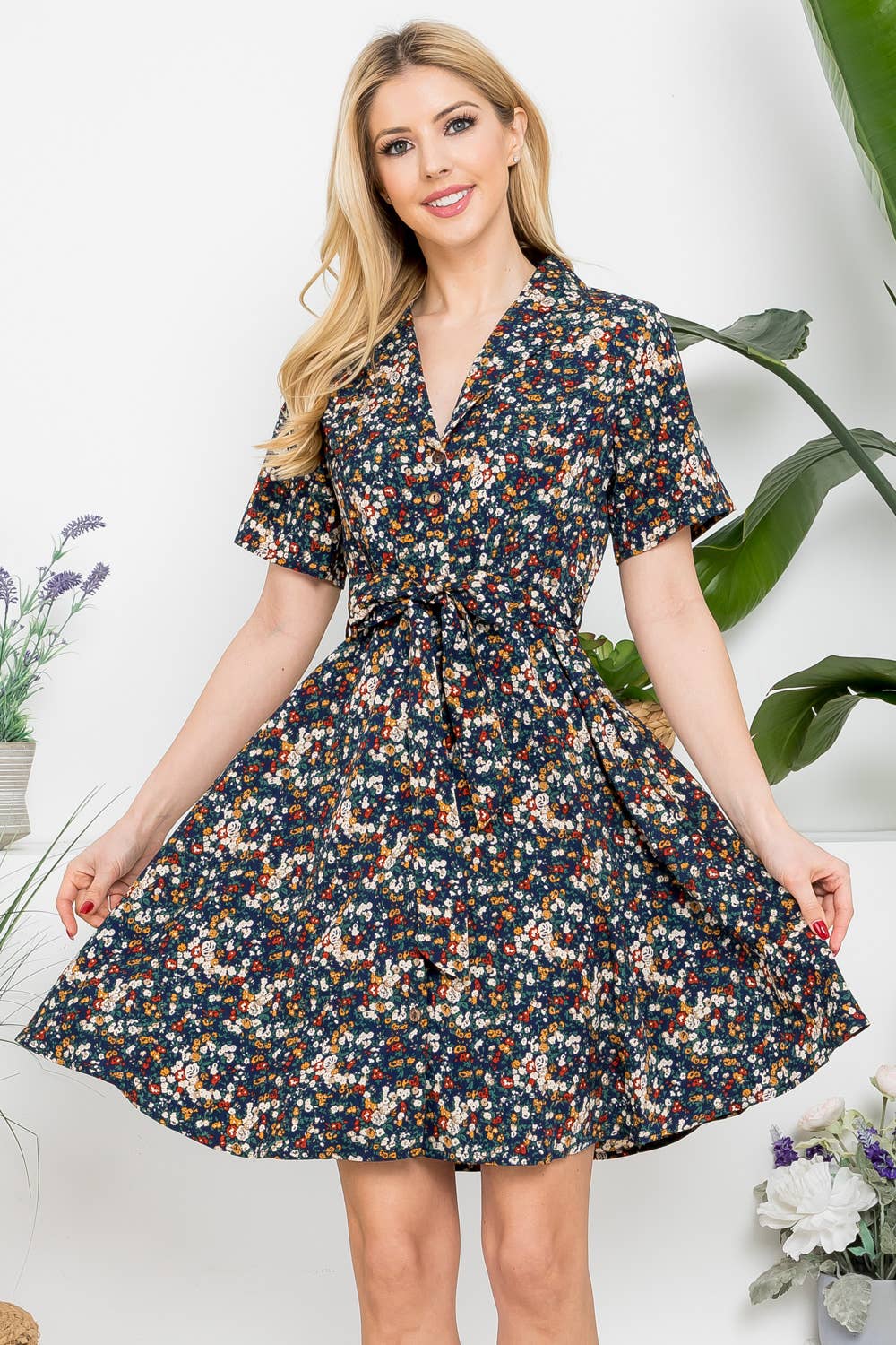 Floral Print Button Down Dress