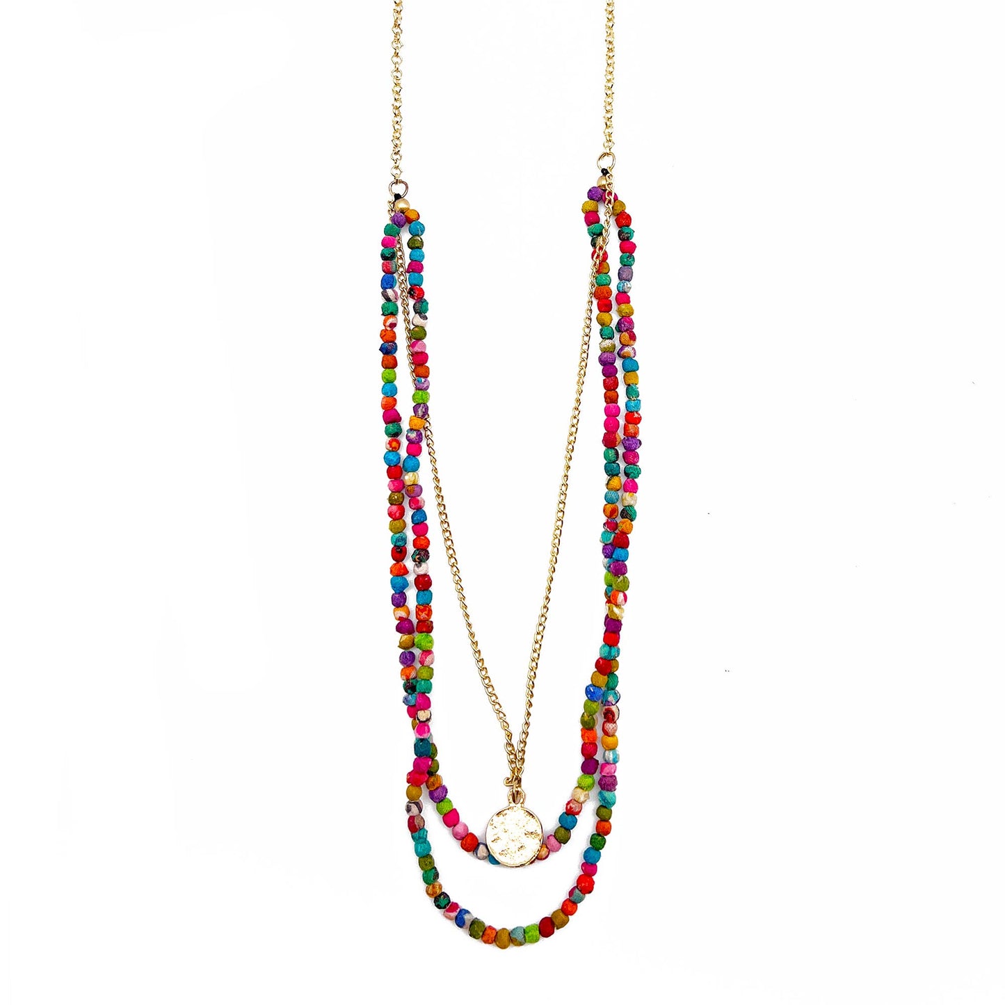 Small Aasha Necklace - Three Layers with Coin
