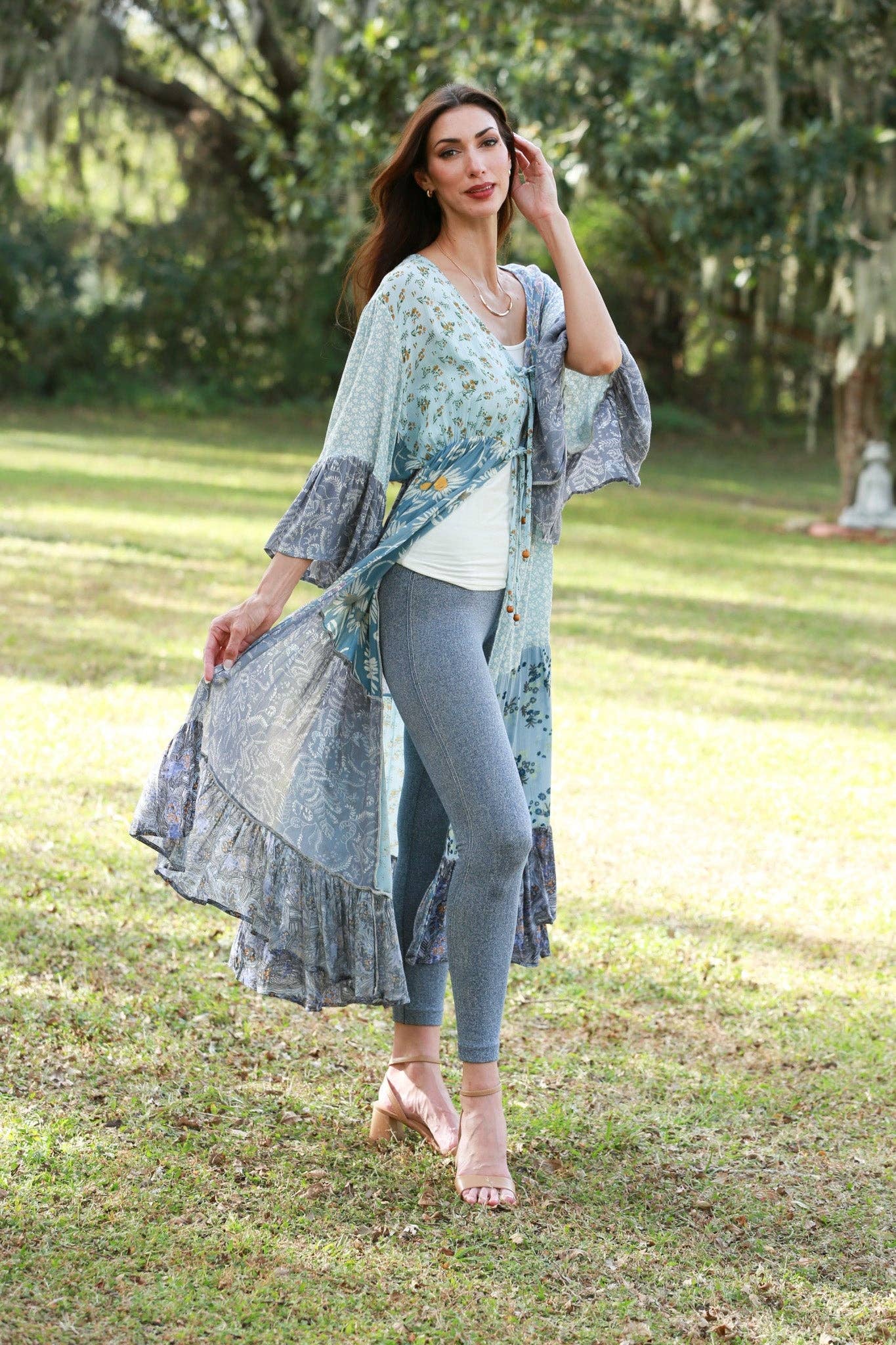 Handcrafted Kimono/ Tie front top