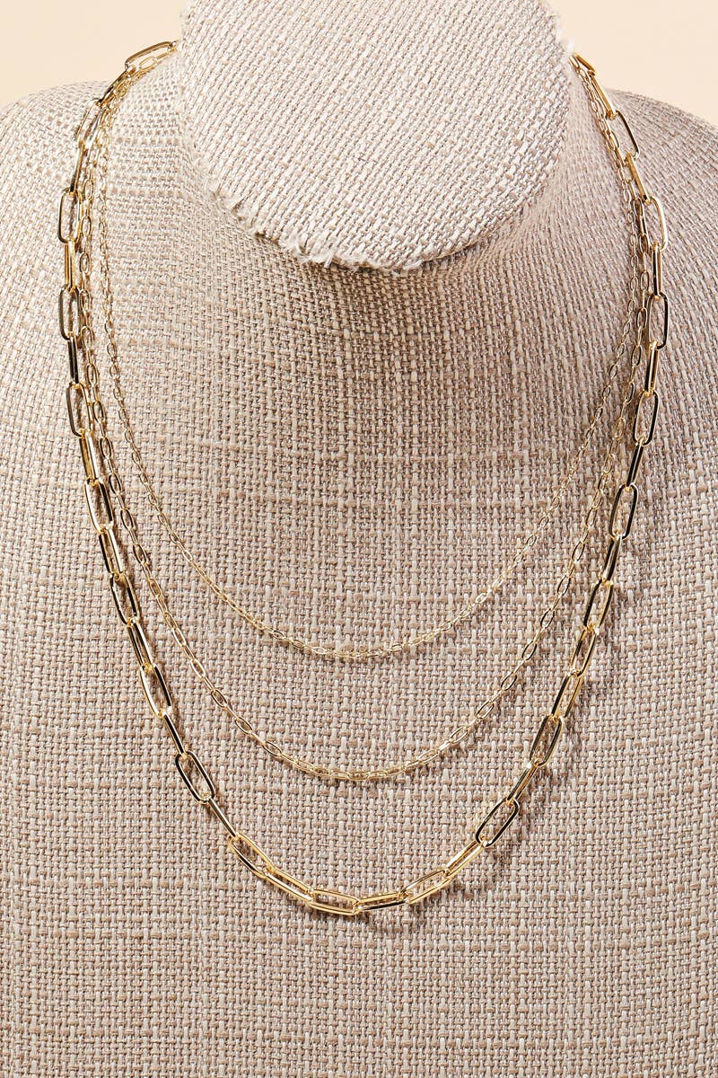 Triple paper clip Chain Link Necklace