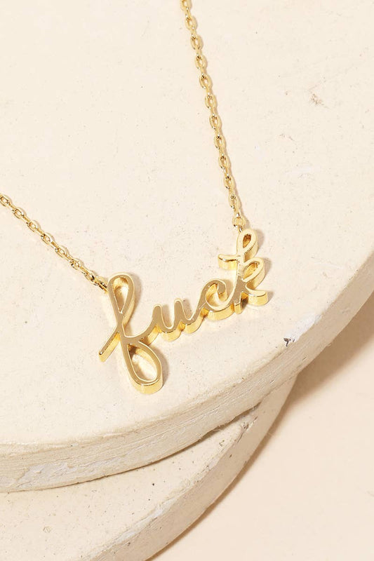 cursive Fuck Pendant Necklace