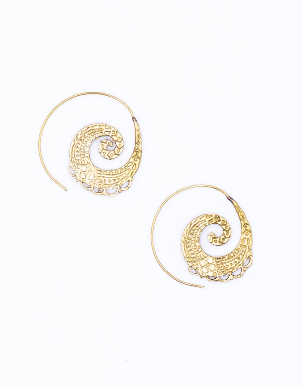 India Brass Golden Circular Earrings