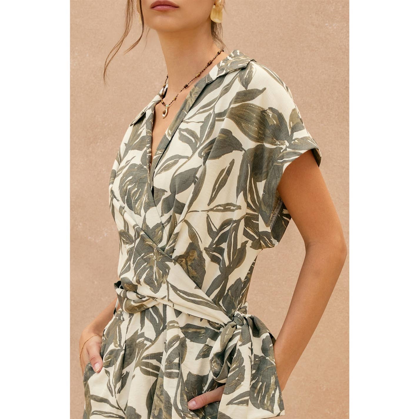 Swaying Palms Tie Romper