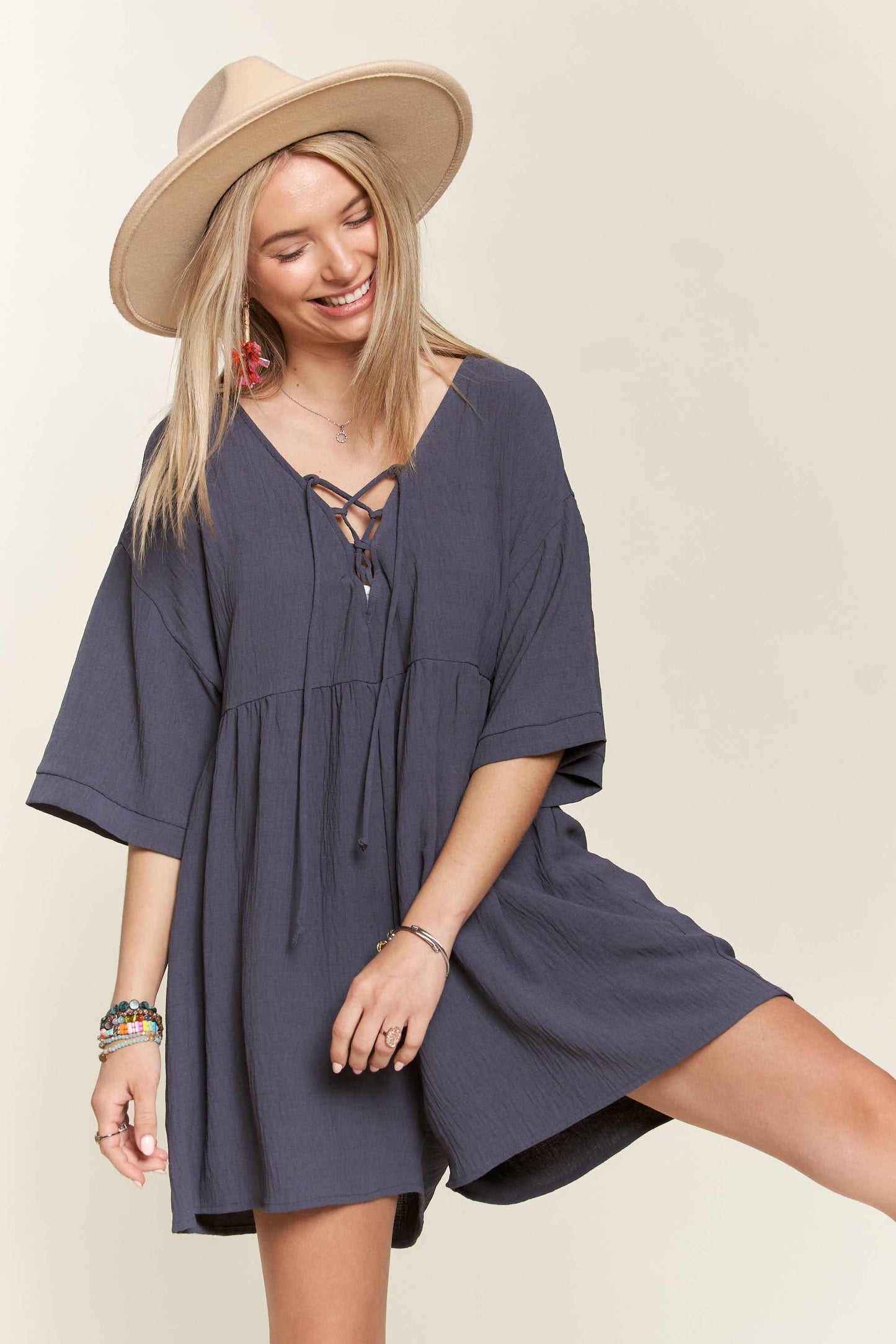 Hilary lace up front romper