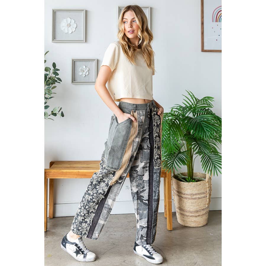 Oli & Hali mineral wash patchwork jeans
