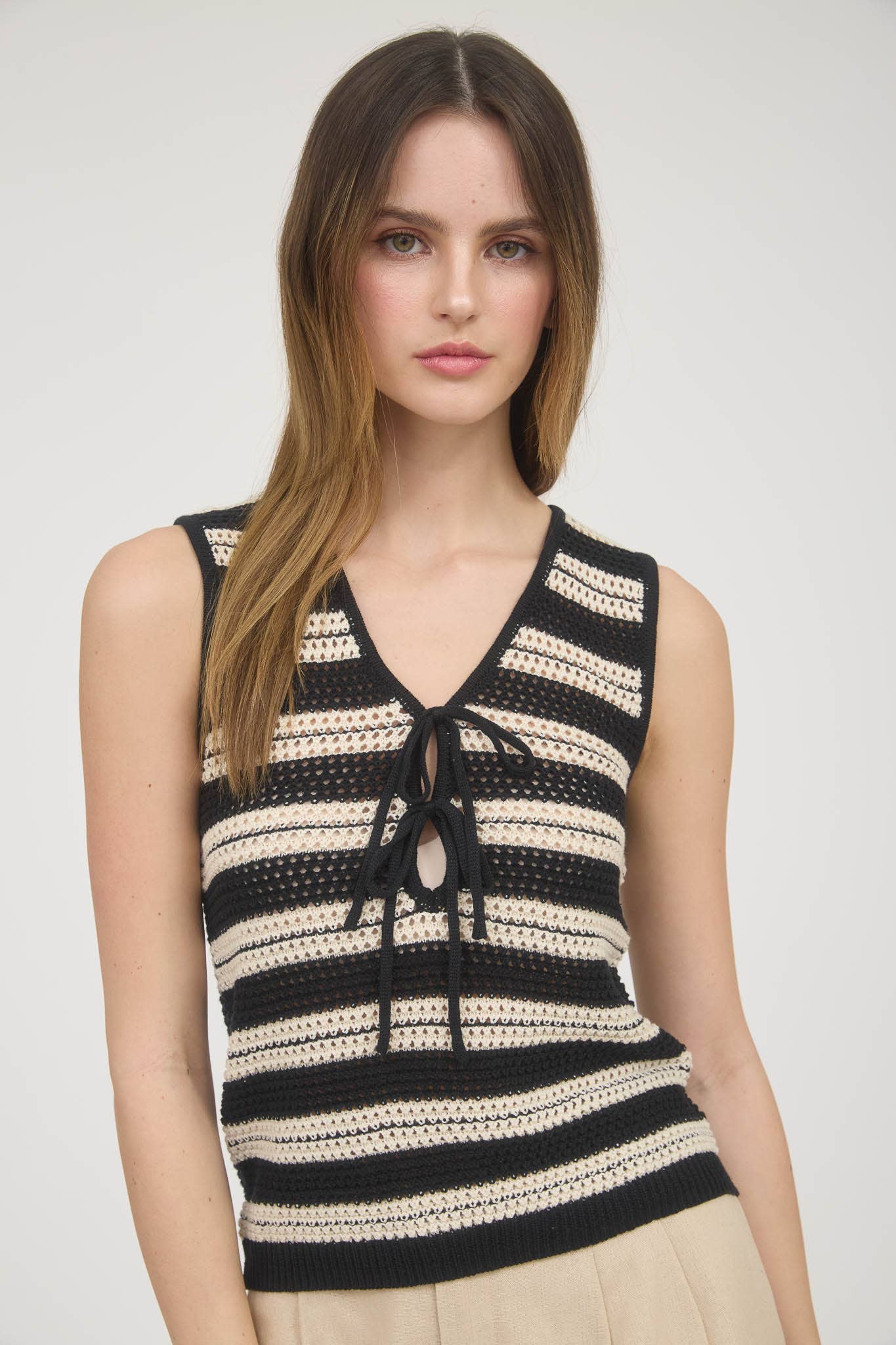 Lizzie stripe knit pullover sleeveless top