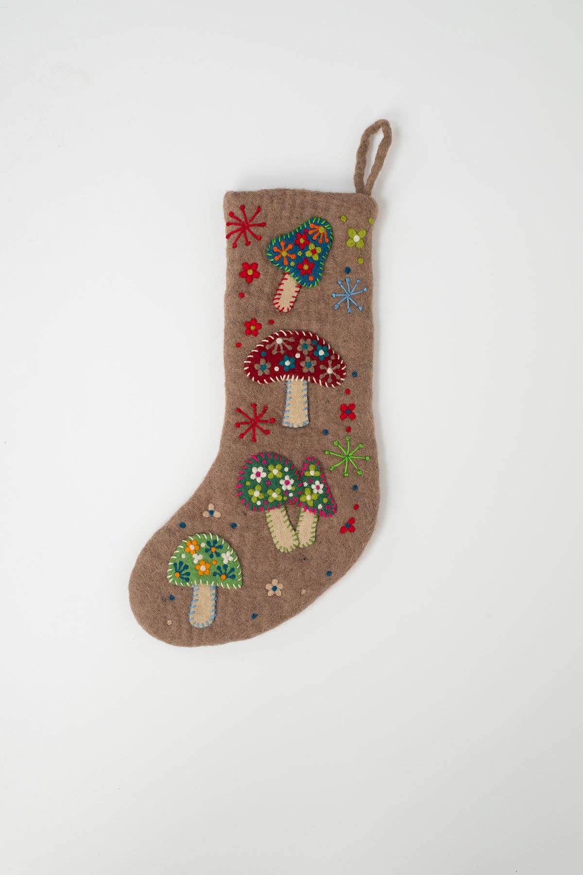 Pure Wool Handcrafted Boho Felt Holiday Home Stocking