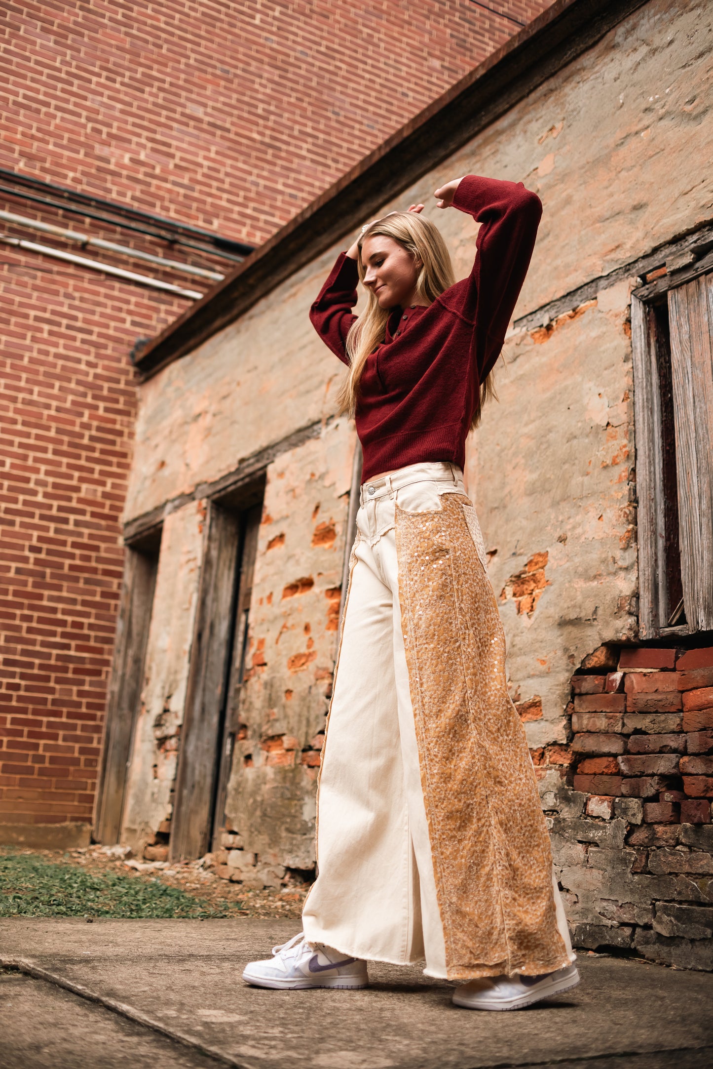 Stay a while henley knit sweater
