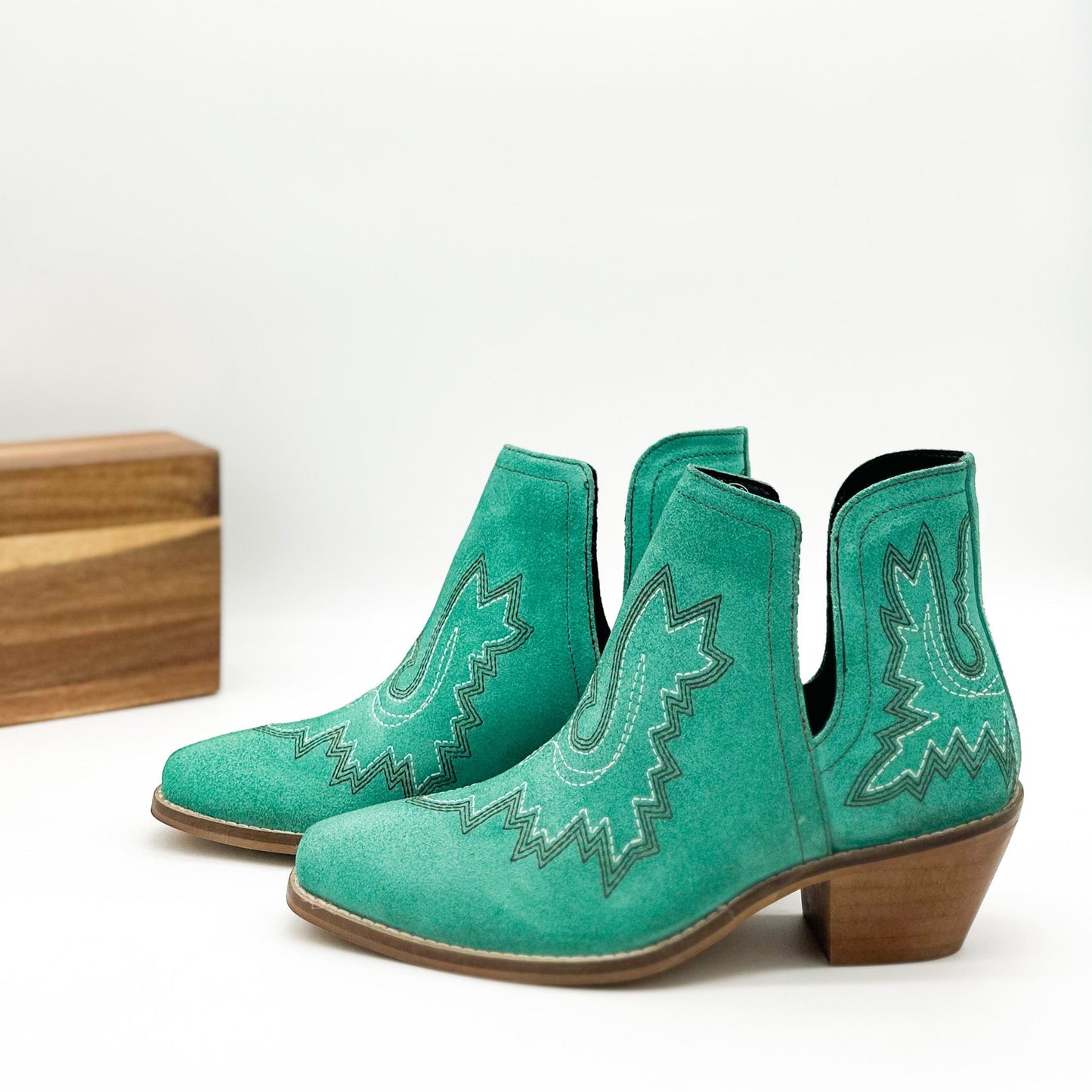 ONLINE EXCLUSIVE Kickin' Booties in Turquoise Suede