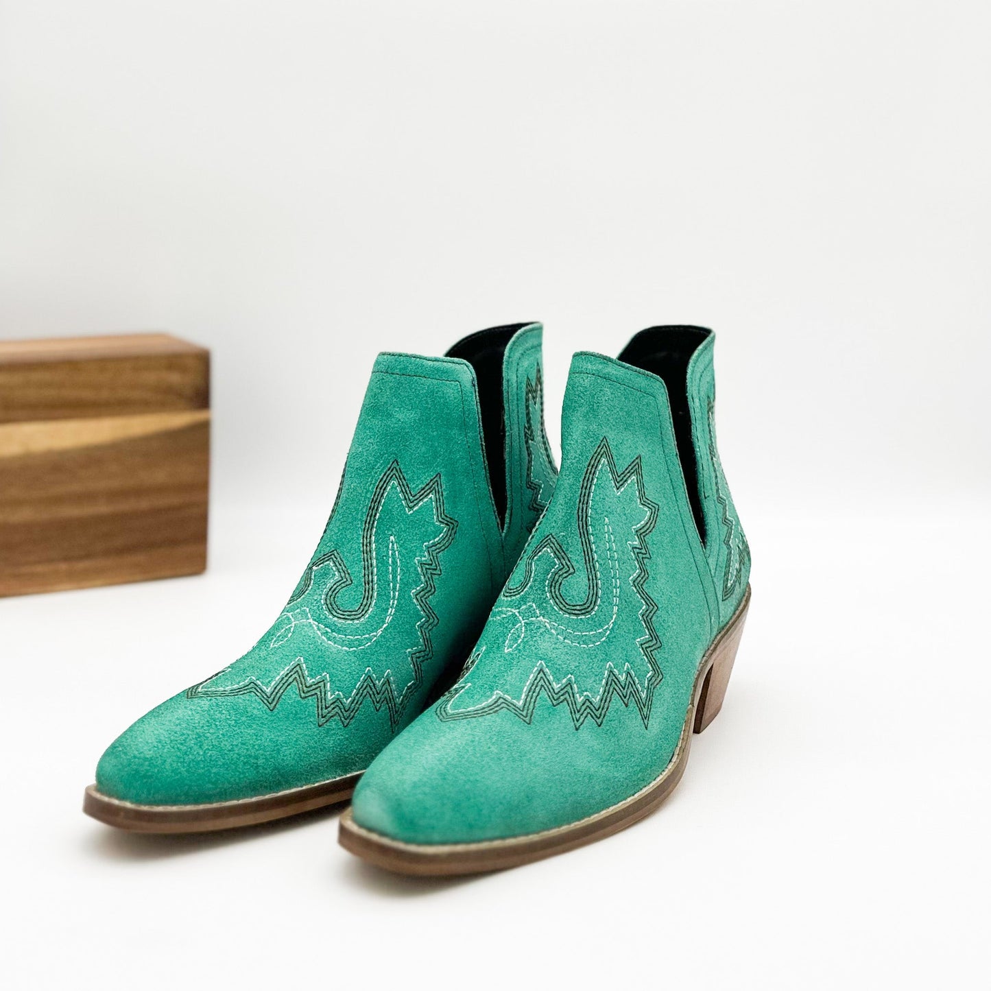 ONLINE EXCLUSIVE Kickin' Booties in Turquoise Suede