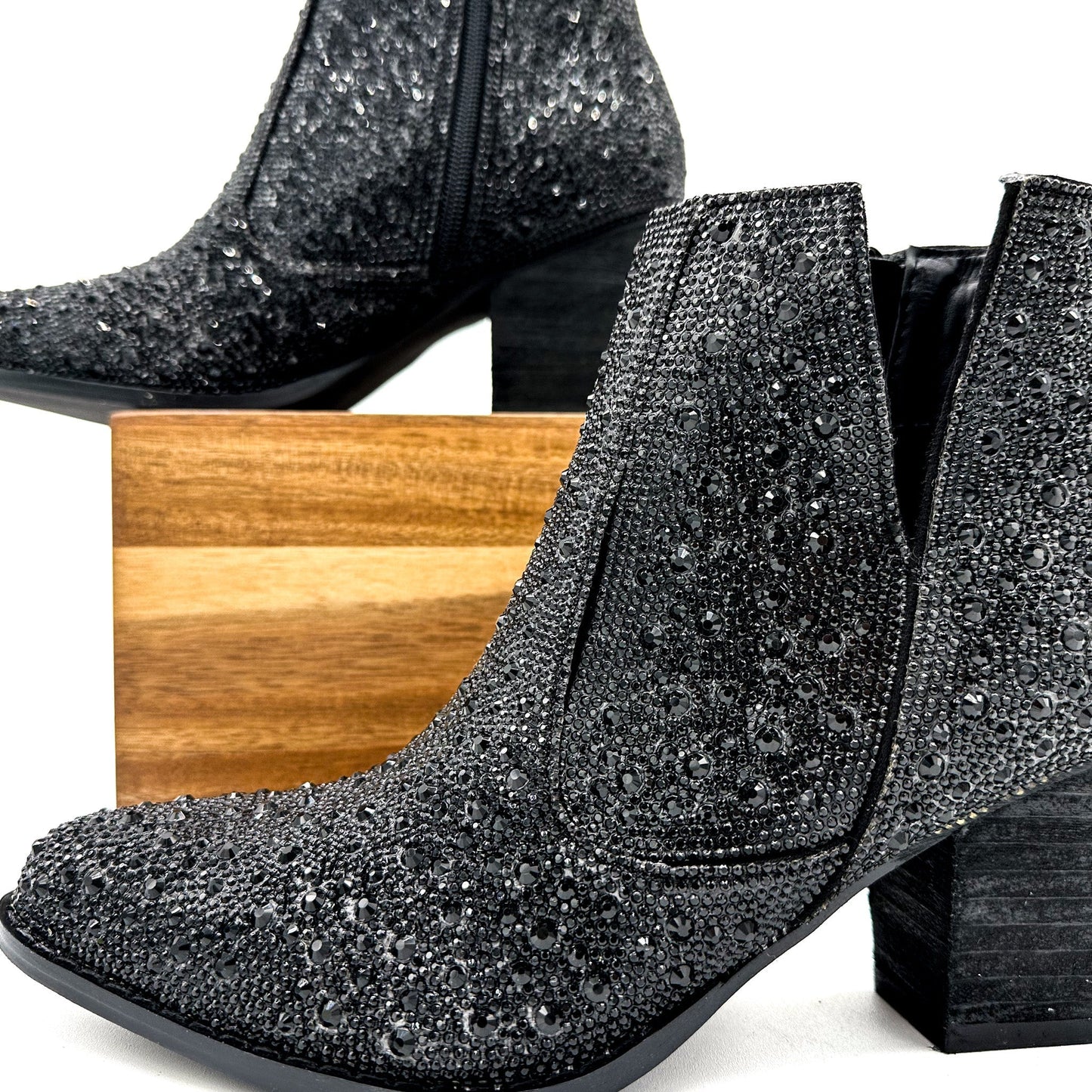 ONLINE EXCLUSIVE Shine Star Rhinestone Bootie in Black