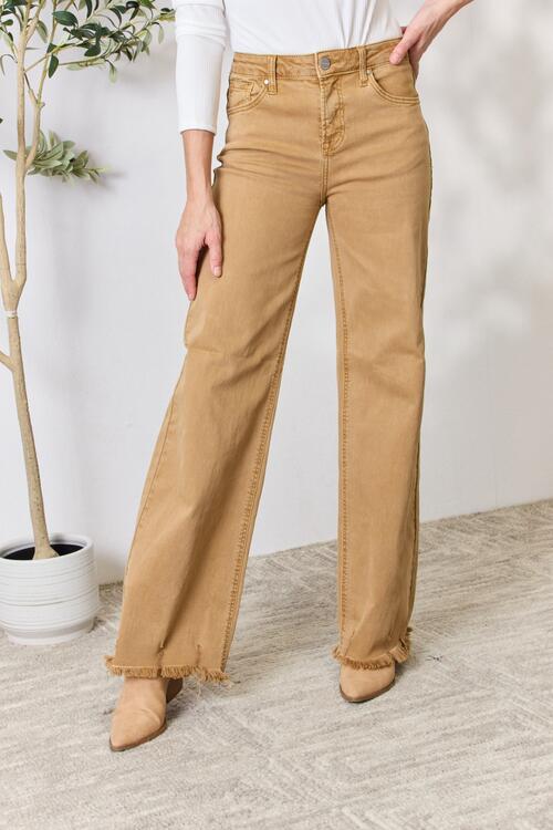 Online Exclusive RISEN Fringe Hem Wide Leg Jeans