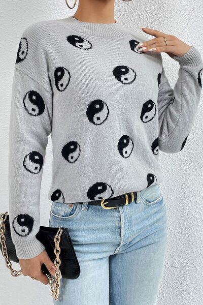 ONLINE EXCLUSIVE Graphic Mock Neck Dropped Shoulder Sweater
