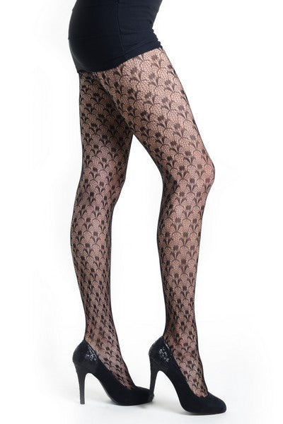 Vintage Scallop Print fishnet tights