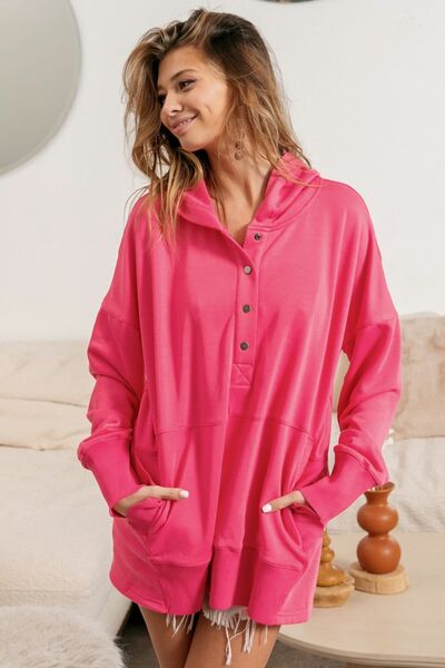 Online exclusive BiBi Half Snap Thumbhole Long Sleeve Hoodie