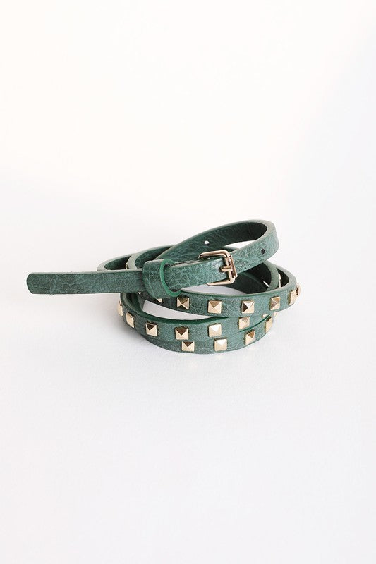 Pyramid Studded Skinny Belt