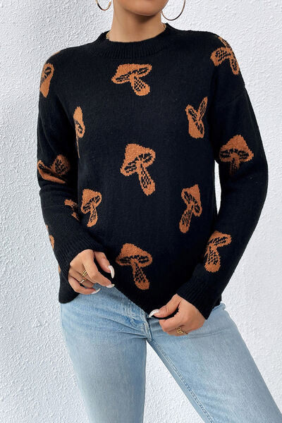ONLINE EXCLUSIVE Graphic Mock Neck Dropped Shoulder Sweater