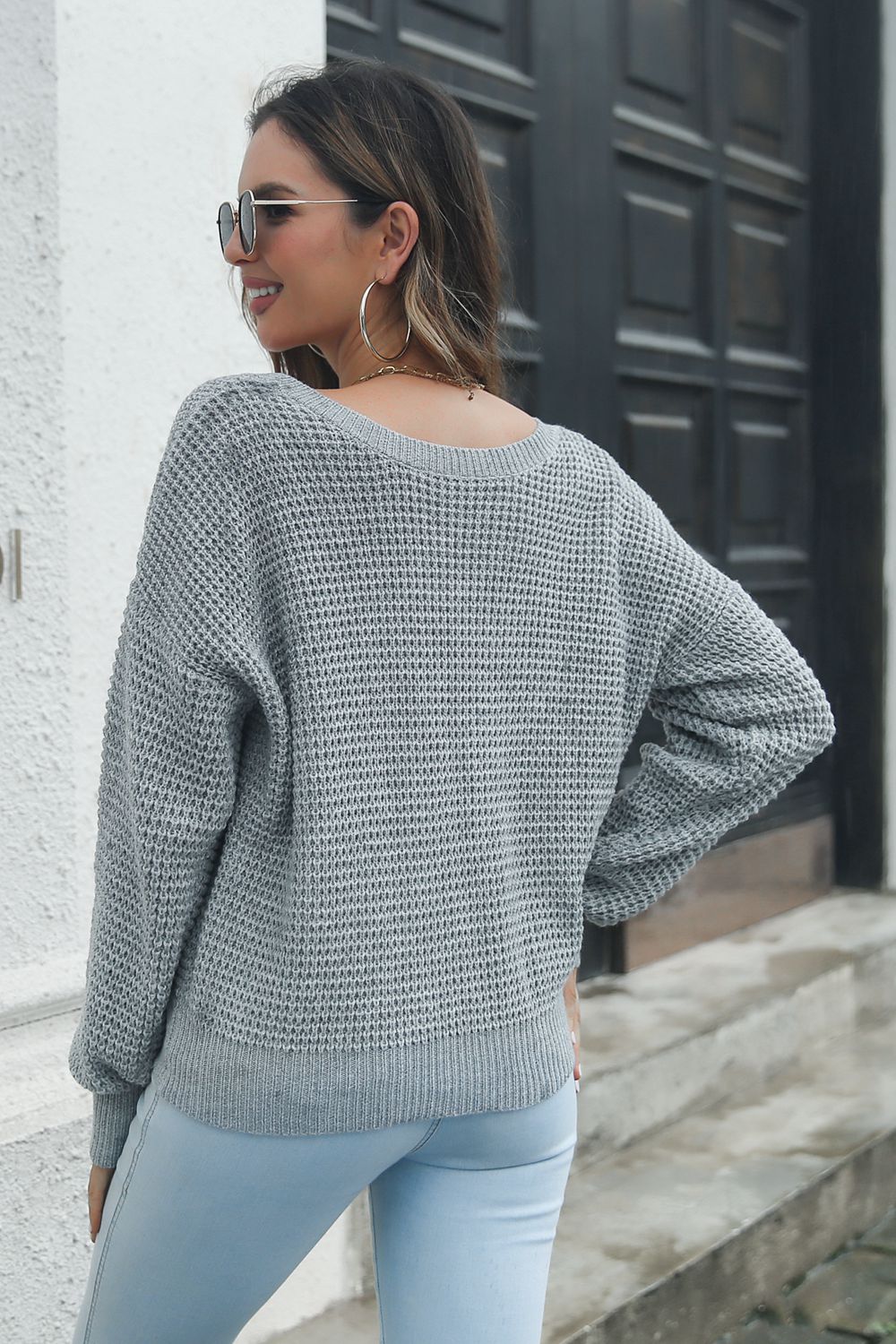 ONLINE EXCLUSIVE Crisscross Surplice Neck Long Sleeve Sweater