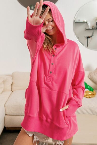 Online exclusive BiBi Half Snap Thumbhole Long Sleeve Hoodie