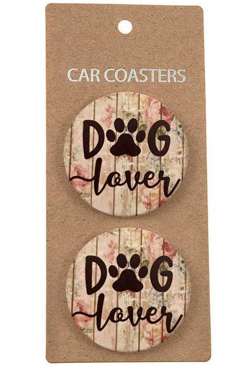 DOG LOVER MESSAGE PRINT DRINK COASTER