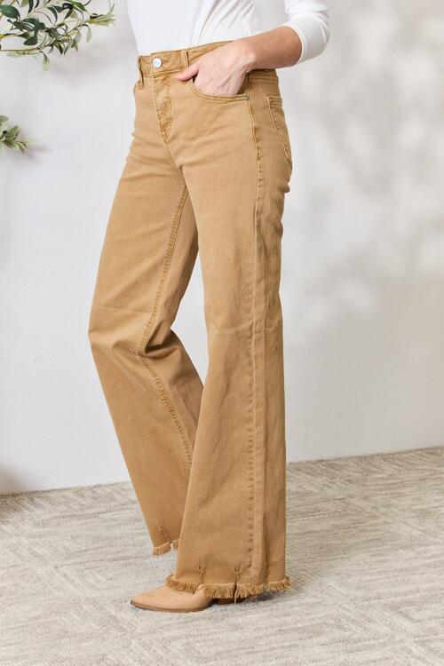 Online Exclusive RISEN Fringe Hem Wide Leg Jeans