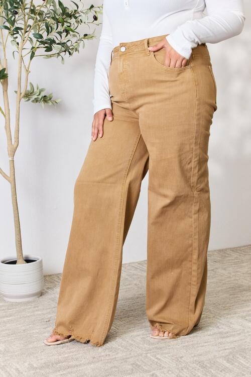 Online Exclusive RISEN Fringe Hem Wide Leg Jeans