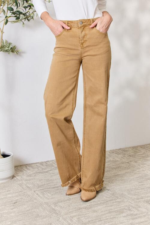 Online Exclusive RISEN Fringe Hem Wide Leg Jeans