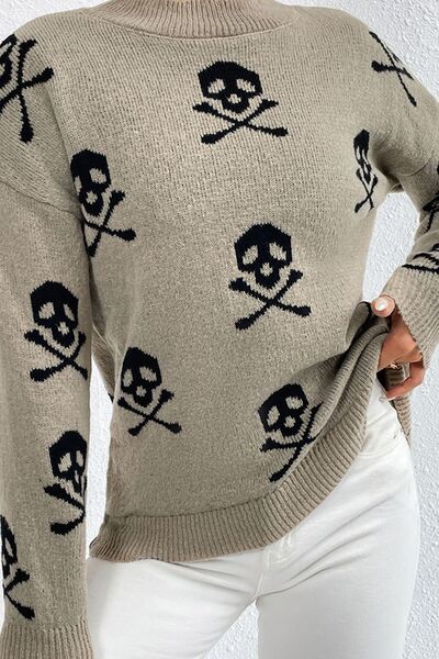 ONLINE EXCLUSIVE Graphic Mock Neck Dropped Shoulder Sweater