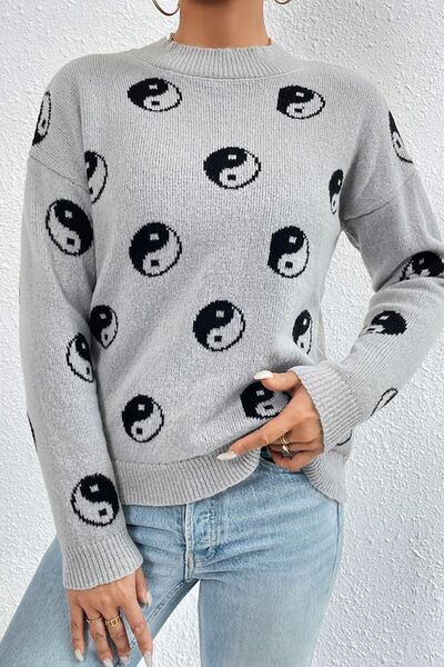 ONLINE EXCLUSIVE Graphic Mock Neck Dropped Shoulder Sweater