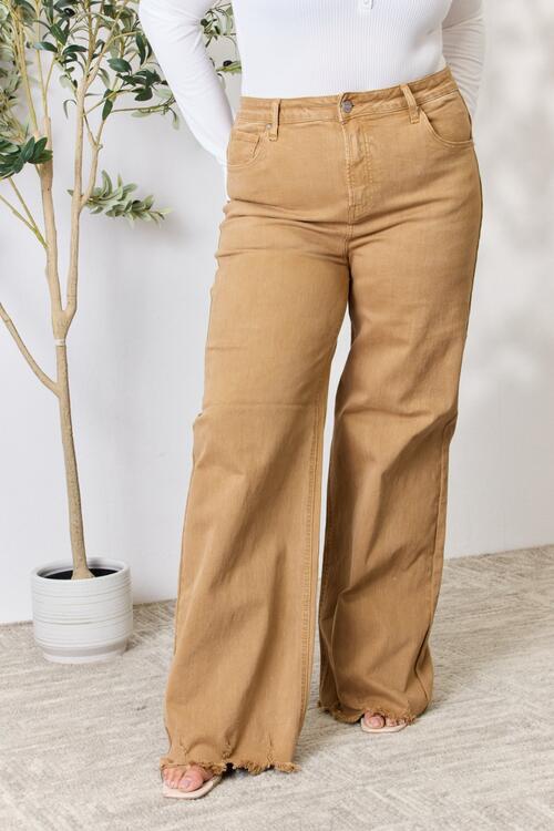Online Exclusive RISEN Fringe Hem Wide Leg Jeans