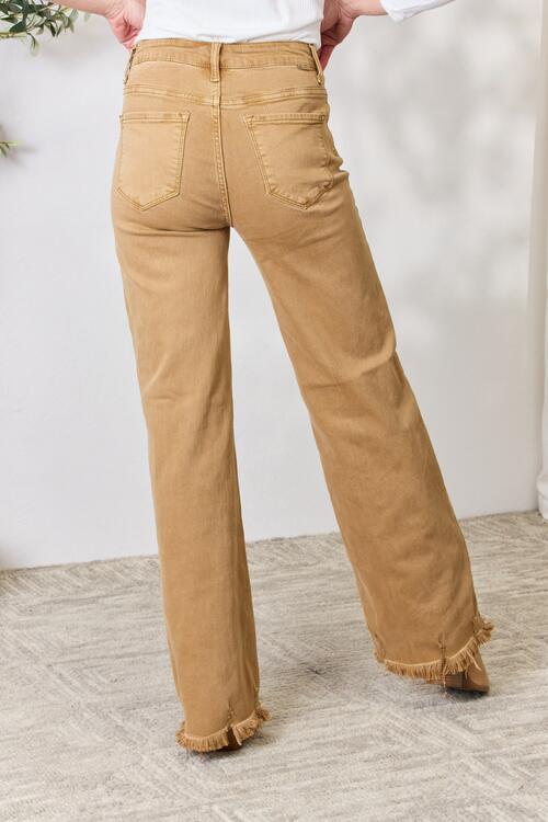 Online Exclusive RISEN Fringe Hem Wide Leg Jeans