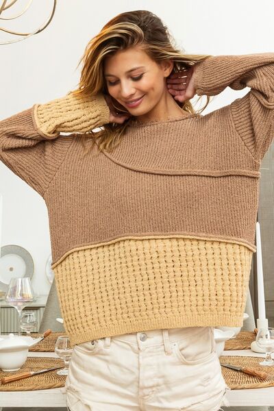 ONLINE EXCLUSIVE BiBi Texture Detail Contrast Drop Shoulder Sweater