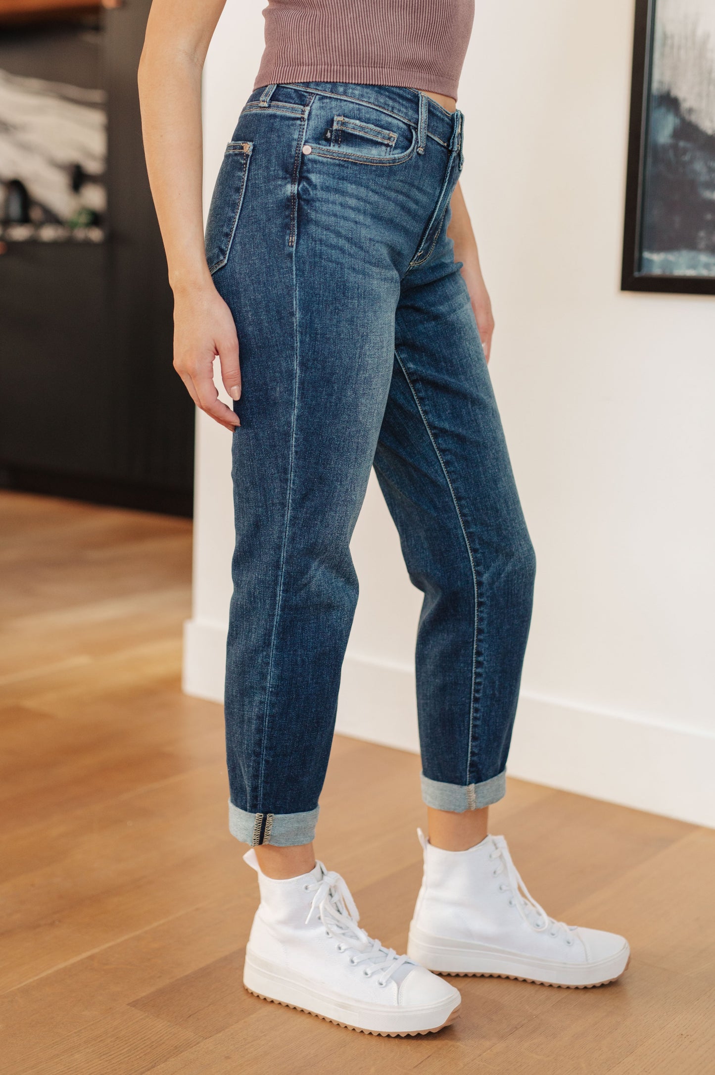 ONLINE EXCLUSIVE JUDY BLUE London Midrise Cuffed Boyfriend Jeans