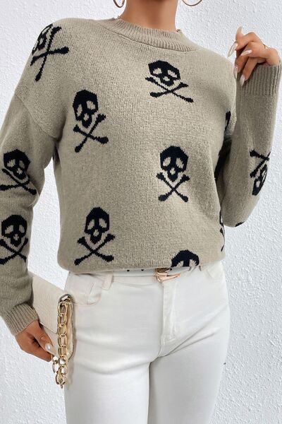ONLINE EXCLUSIVE Graphic Mock Neck Dropped Shoulder Sweater