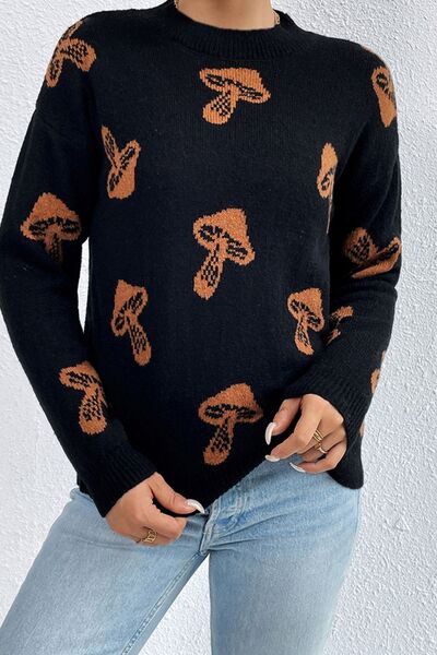 ONLINE EXCLUSIVE Graphic Mock Neck Dropped Shoulder Sweater