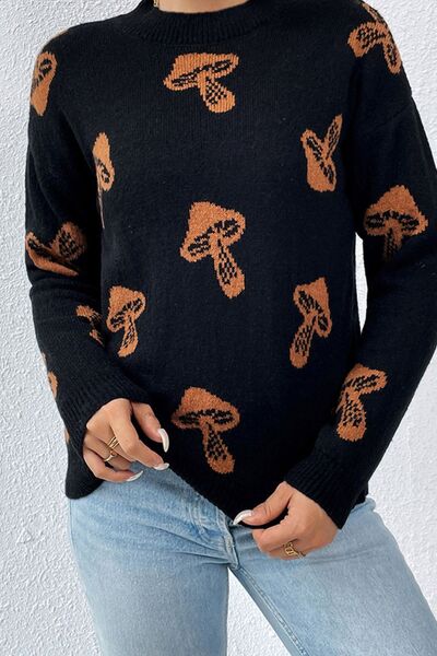 ONLINE EXCLUSIVE Graphic Mock Neck Dropped Shoulder Sweater