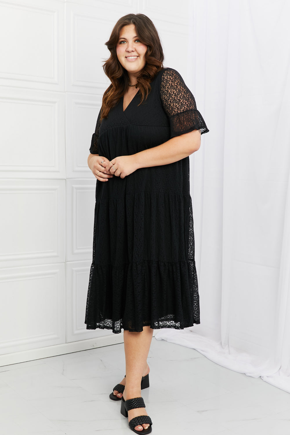 ONLINE EXCLUSIVE P & Rose Lovely Lace Full Size Tiered Dress