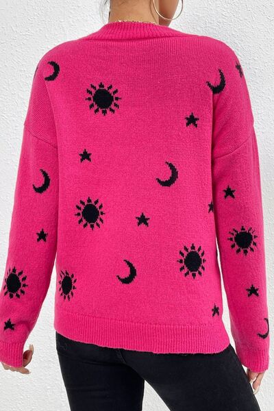 ONLINE EXCLUSIVE Graphic Mock Neck Dropped Shoulder Sweater