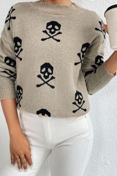 ONLINE EXCLUSIVE Graphic Mock Neck Dropped Shoulder Sweater