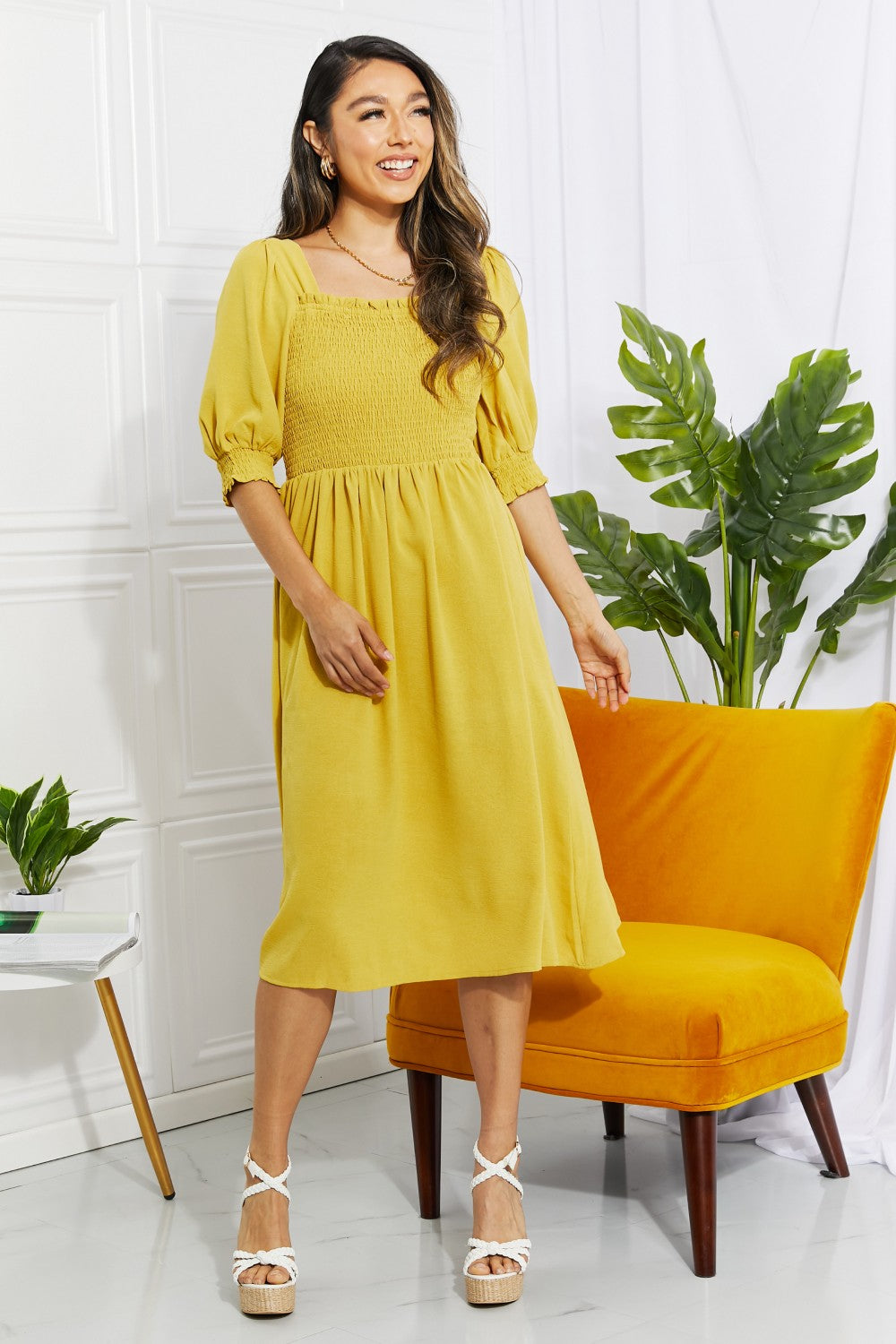 ONLINE EXCLUSIVE Love You Forever Square Neck Midi Dress