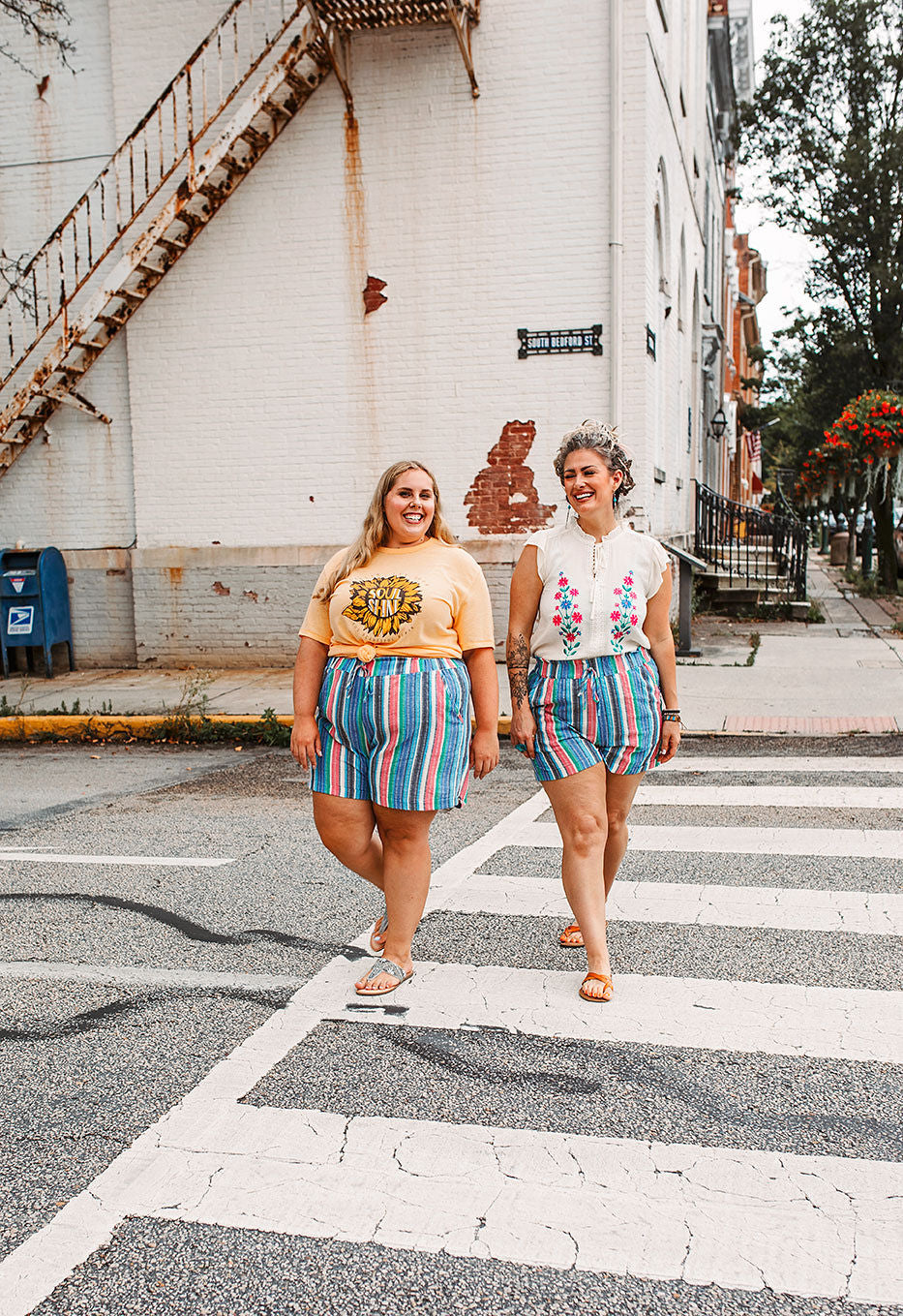 Multi Striped Folded Hem Short