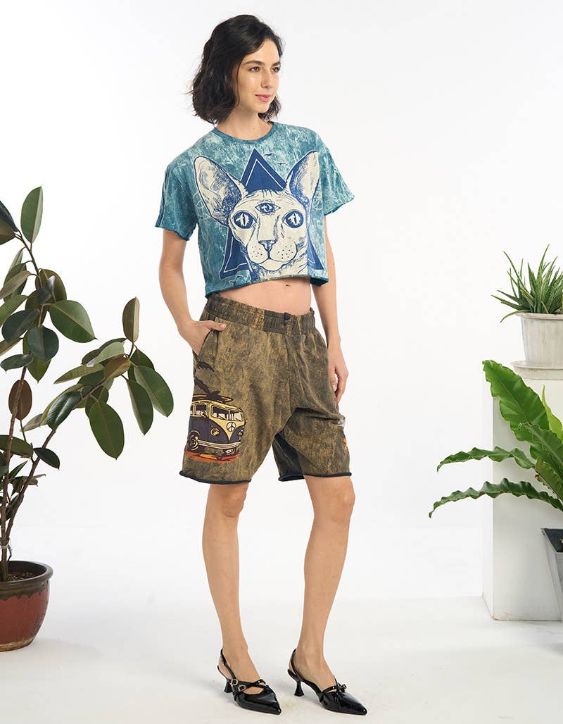 Cat mineral wash crop top