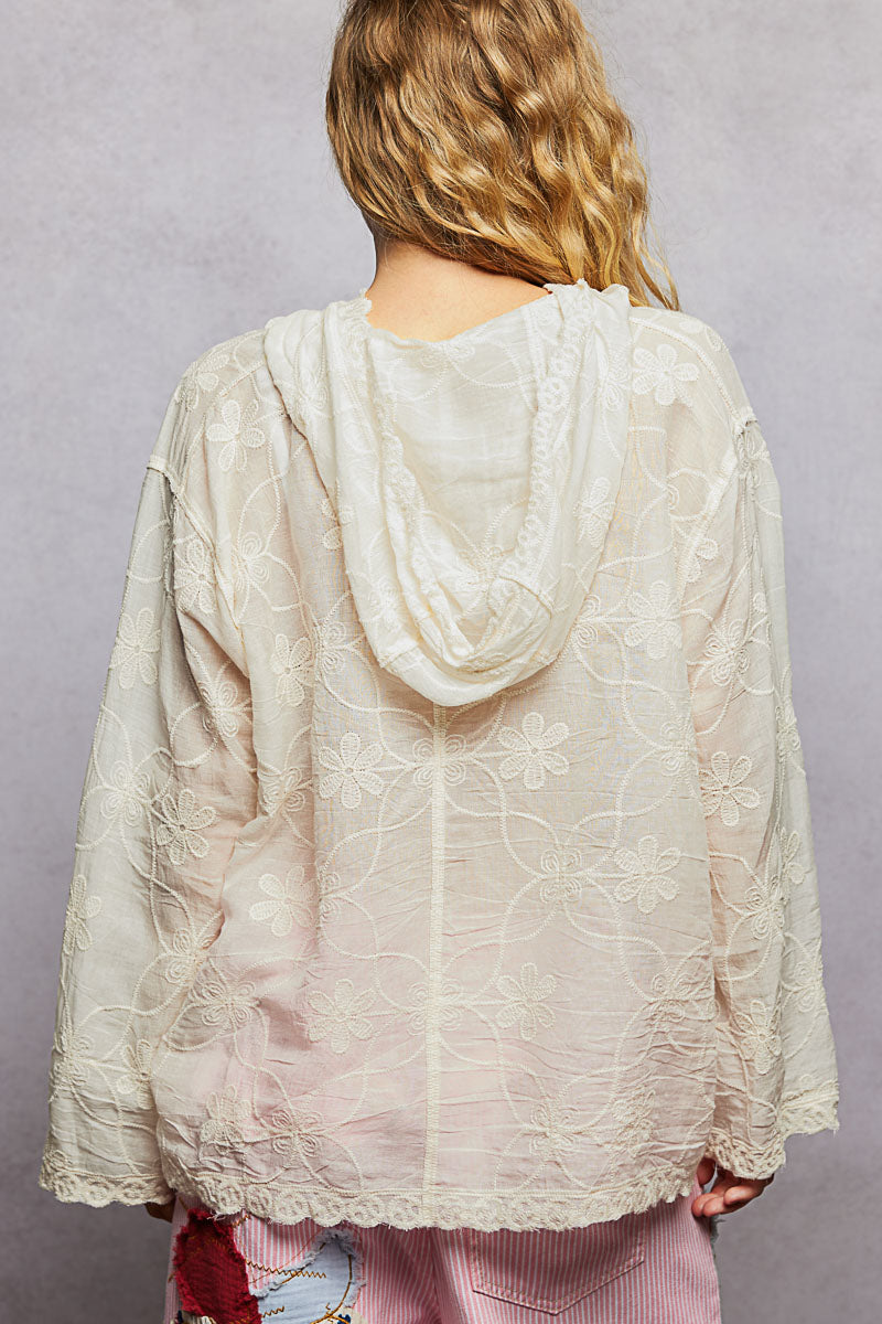 POL Highland Embroidered lightweight hoodie