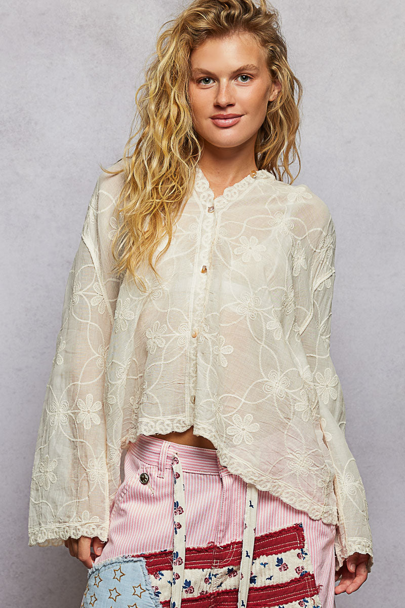 POL Highland Embroidered lightweight hoodie
