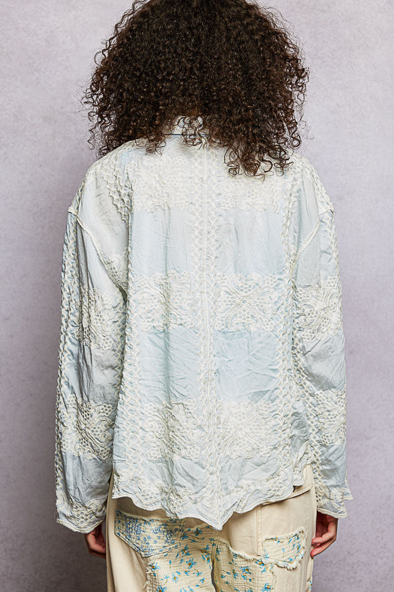 POL Veronica embroidered button down top