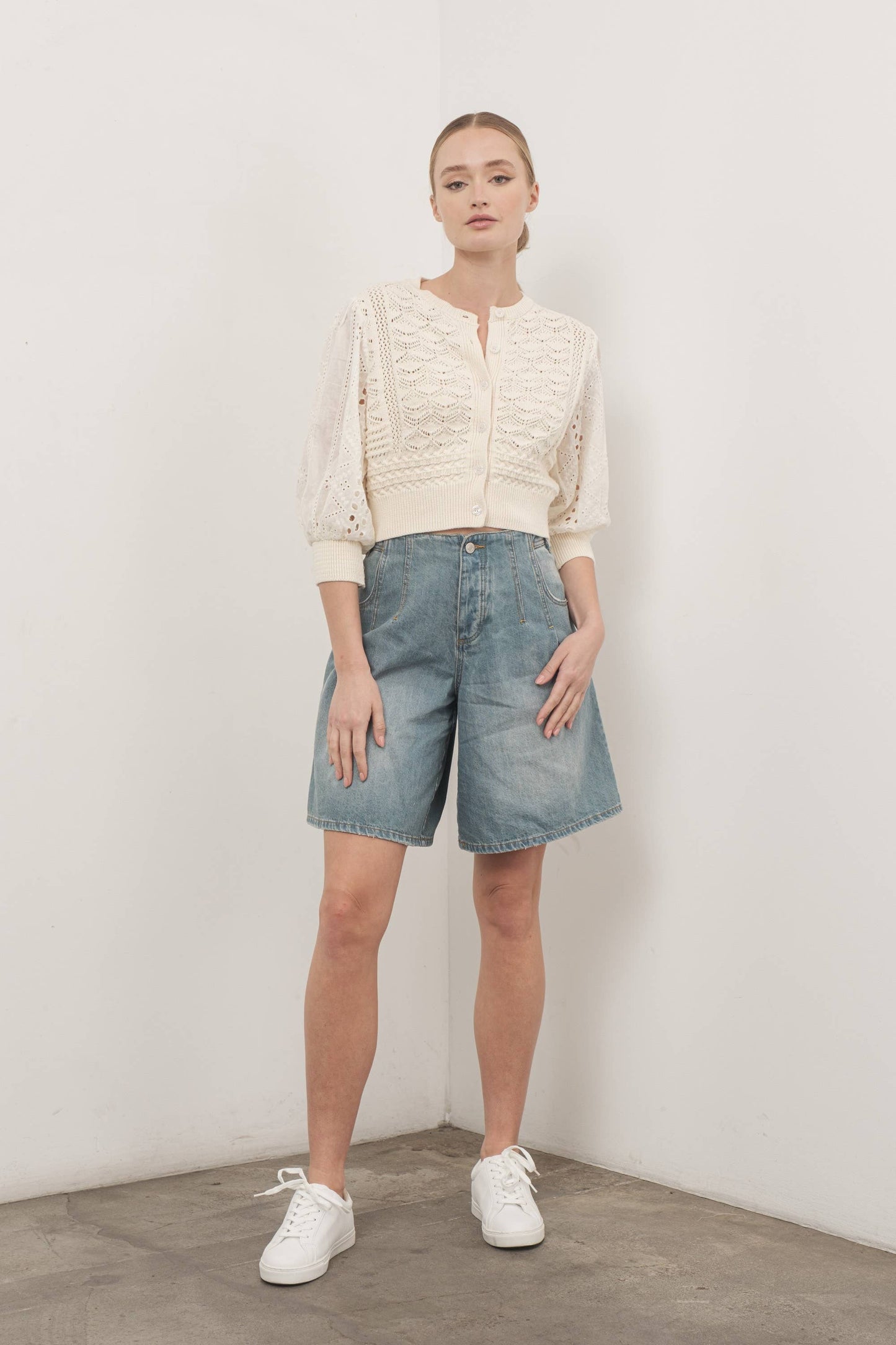 Jerry 3/4 sleeve cardigan /Top