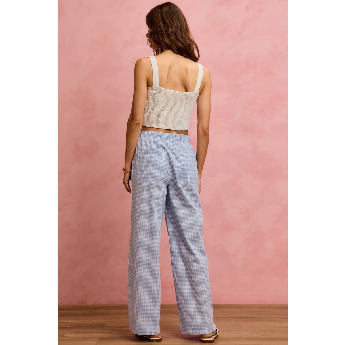 Bradford gingham pin stripe & lace detail pants